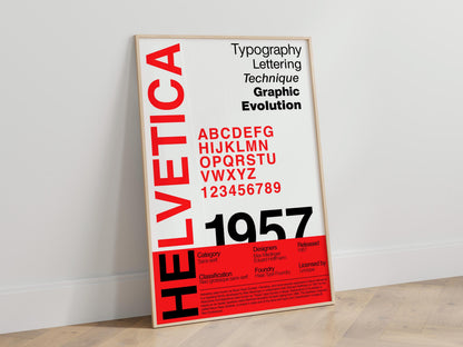 Helvetica Typography Poster, Modernist Graphic Design Print, Swiss Style Alphabet Layout