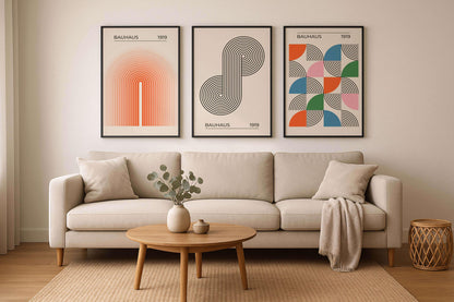 Bauhaus Wall Art Set: Retro Abstract Exhibition Posters