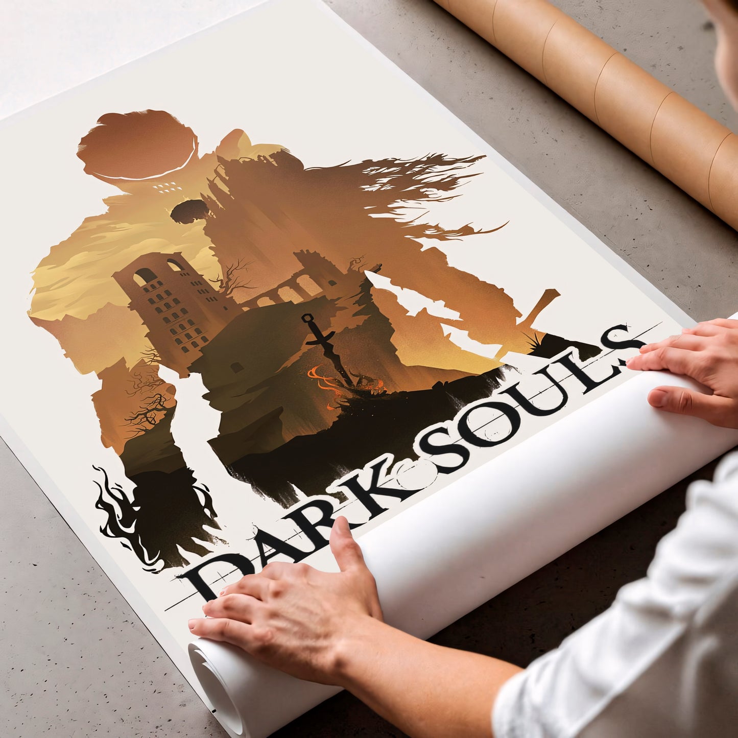 Dark Fantasy Silhouette Poster, Medieval Castle Wall Art, Minimal Aesthetic Print