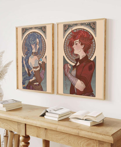 Arcane Retro Poster, Tv Serie Wall Art,  Jinx & VI Wall Decor