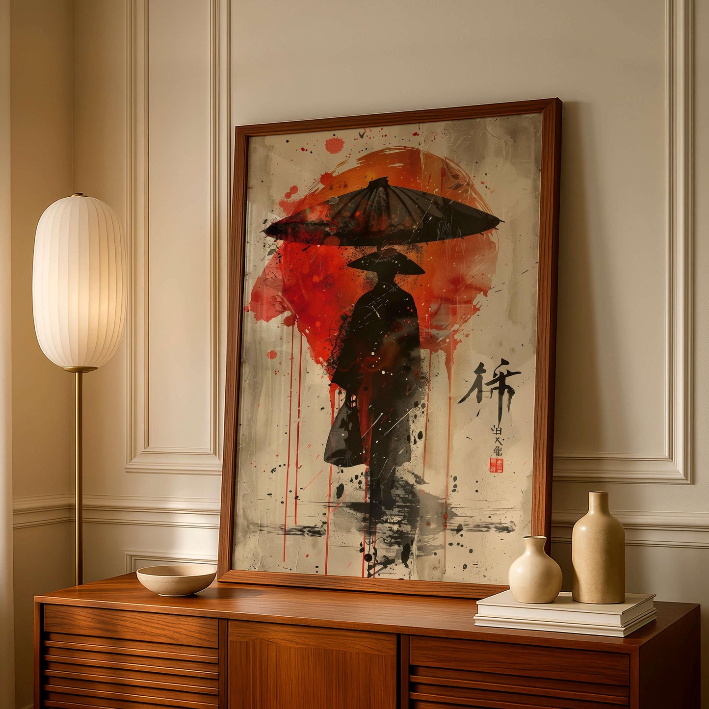 Samurai Poster, Japanese Warrior Wall Art, Modern Asian Decor