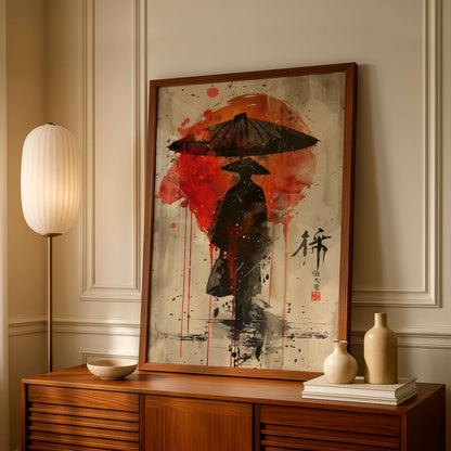 Samurai Poster, Japanese Warrior Wall Art, Modern Asian Decor