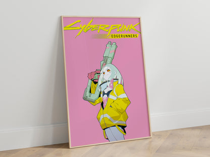 Cyberpunk Anime Girl Poster, Futuristic Neon Wall Art, Gamer Room Decor Mockups