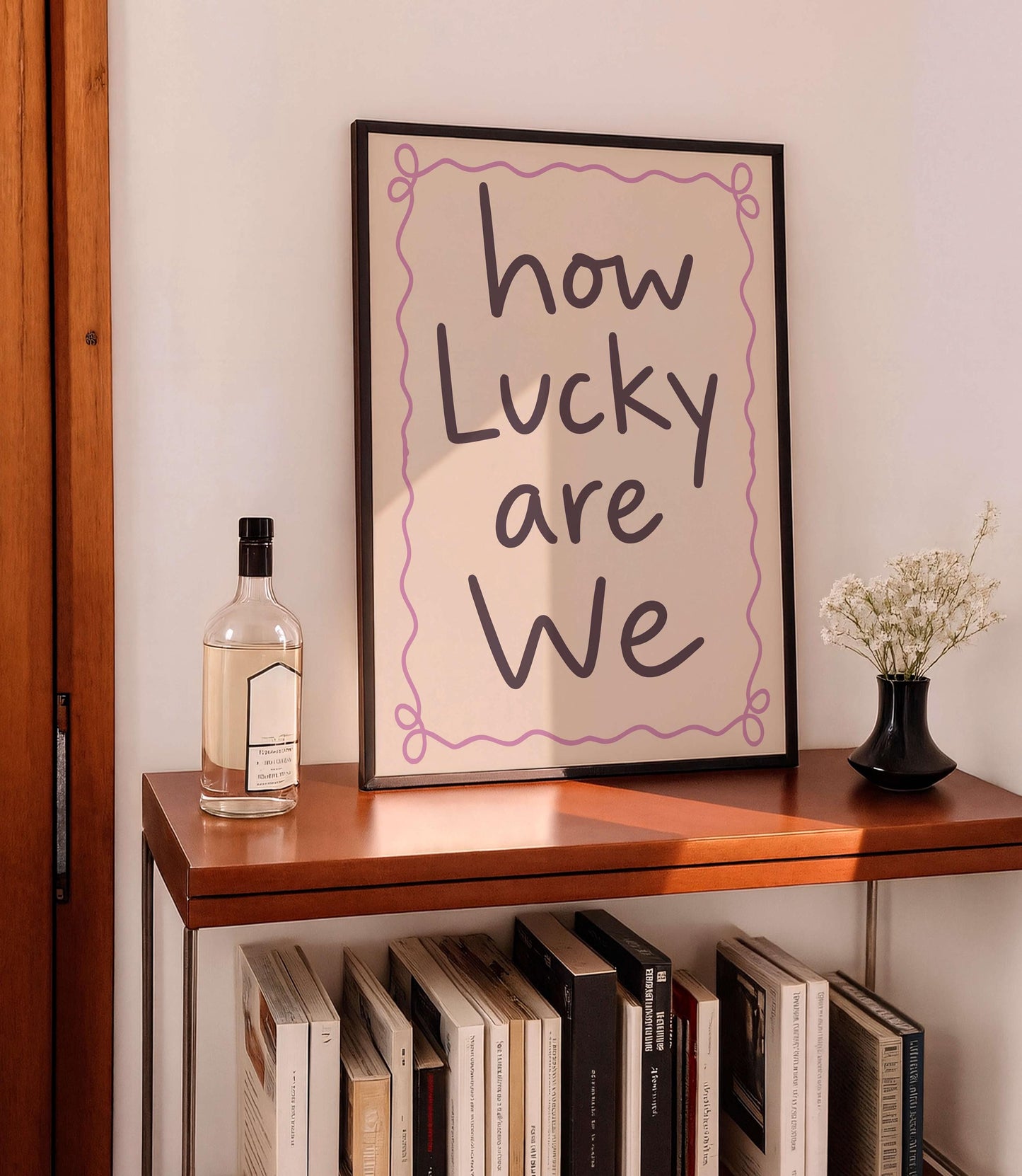 How Lucky Are We Print, Cute Quote Wall Art, Modern Typography Poster