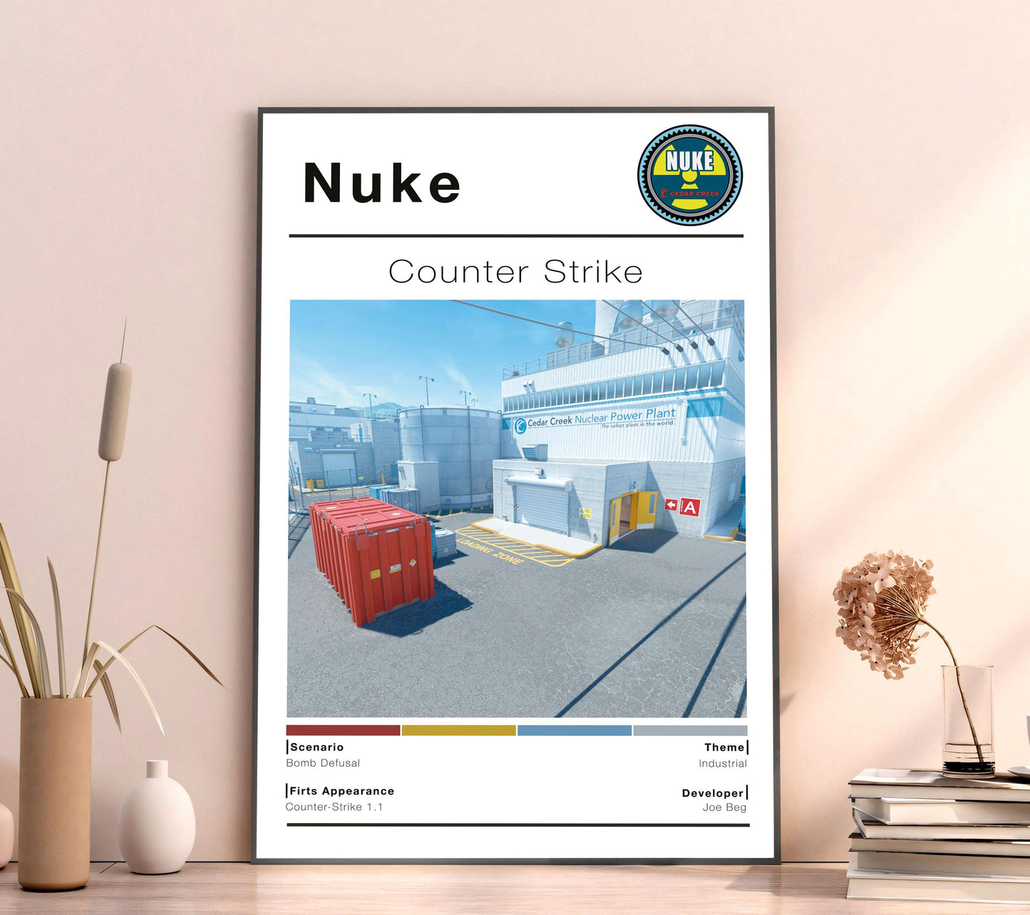 Poster Csgo Nuke Map, Minimalist Fps Game Wall Art, Gaming Room Decor