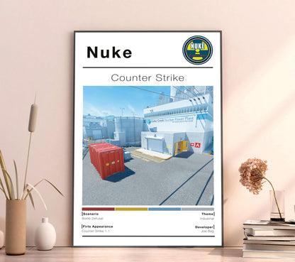 Poster Csgo Nuke Map, Minimalist Fps Game Wall Art, Gaming Room Decor