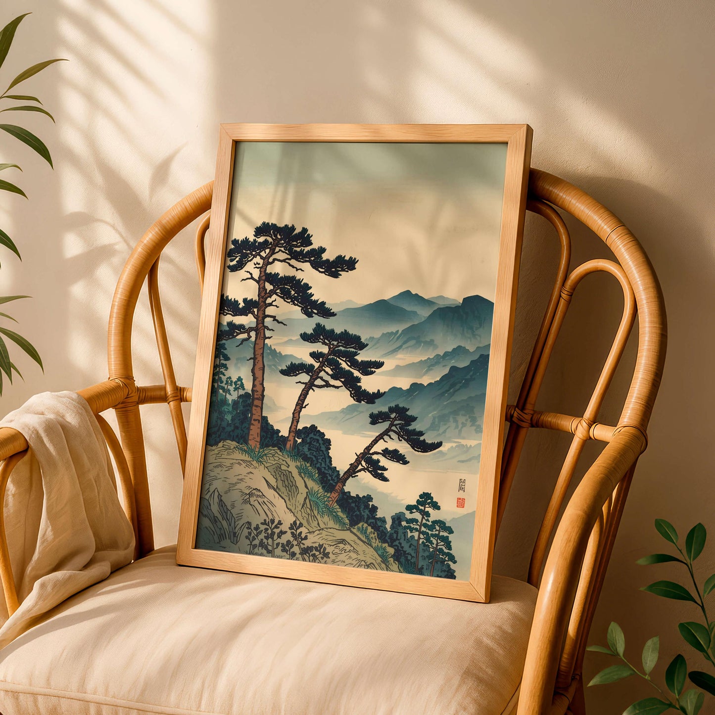 Ukiyo, E Japanese Landscape Poster, Mountain Pine Tree Art Print