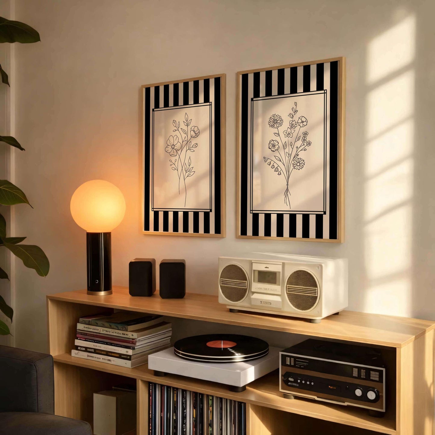 Floral Line Art Prints, Modern Gallery Wall Set 2, Black And White Floral Line Art