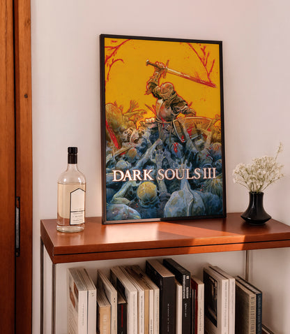 Dark Fantasy Battle Poster, Medieval Warrior Wall Art, Action Scene Print