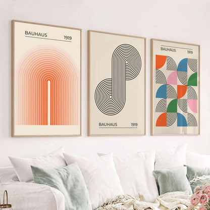 Bauhaus Wall Art Set: Retro Abstract Exhibition Posters