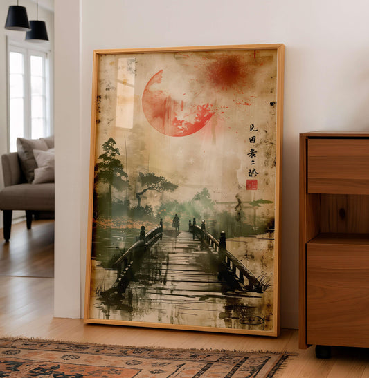 Silent Journey, Japanese Zen Wall Art, Minimalist Landscape Poster