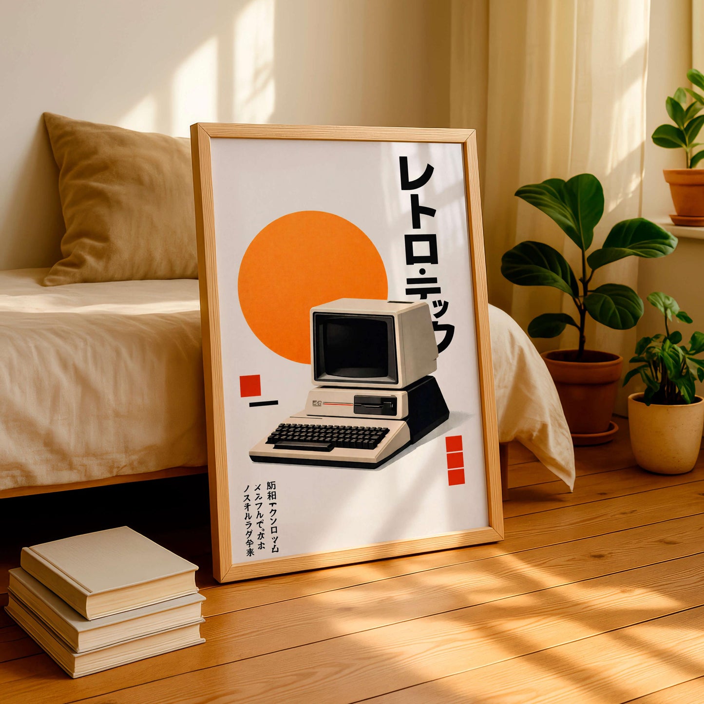 Retro Computer Wall Art, Vintage Technology Poster Print, Japanese Minimalist