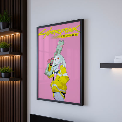 Cyberpunk Anime Girl Poster, Futuristic Neon Wall Art, Gamer Room Decor Mockups