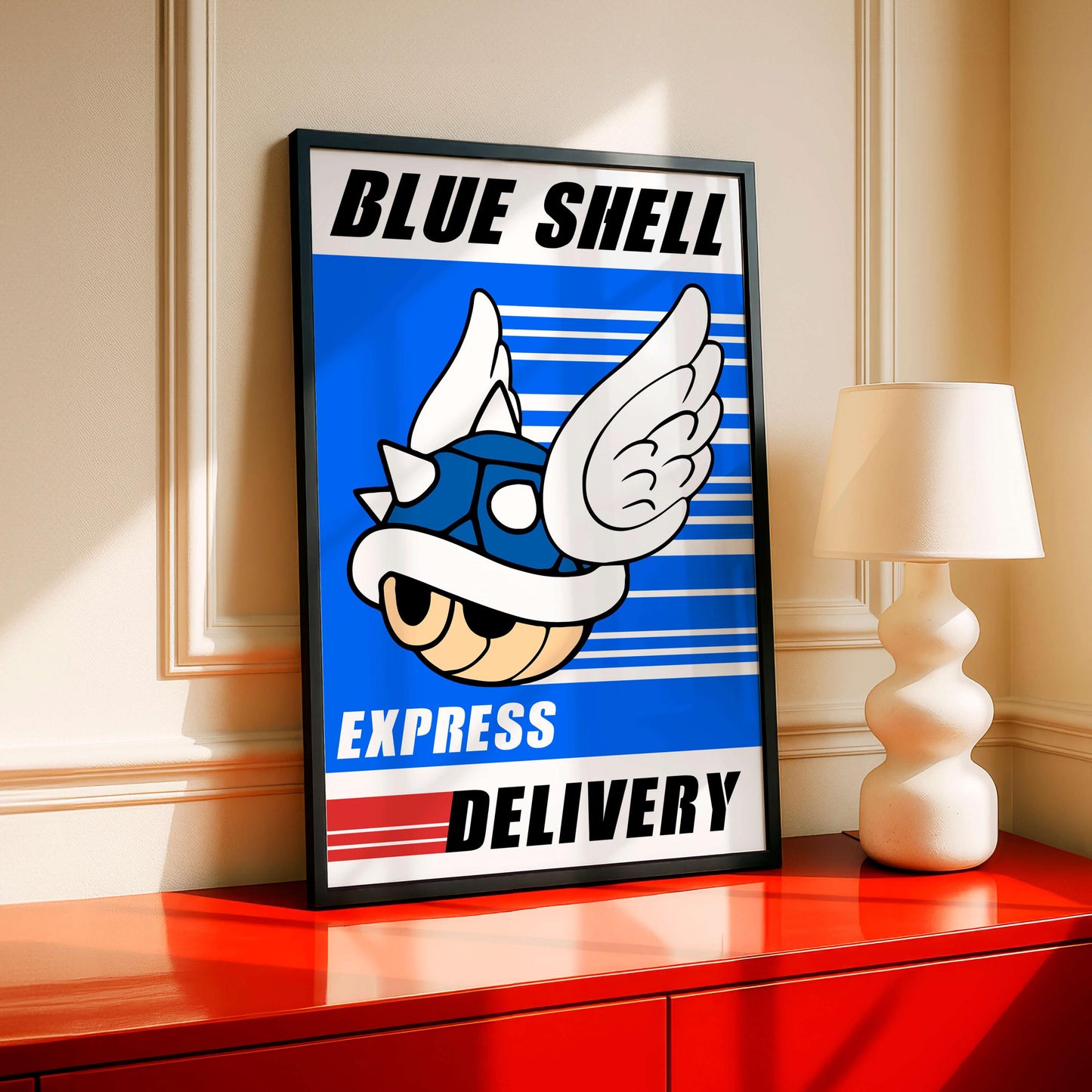 Mario Blue Shell Poster, Gaming Wall Art, Funny Gamer Print, Teen & Kids Bedroom