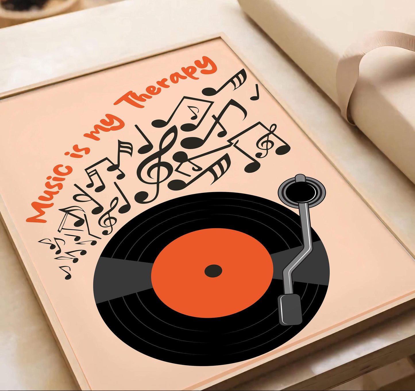 Retro Vinyl Record Music Therapy Poster, Decoration Room Office