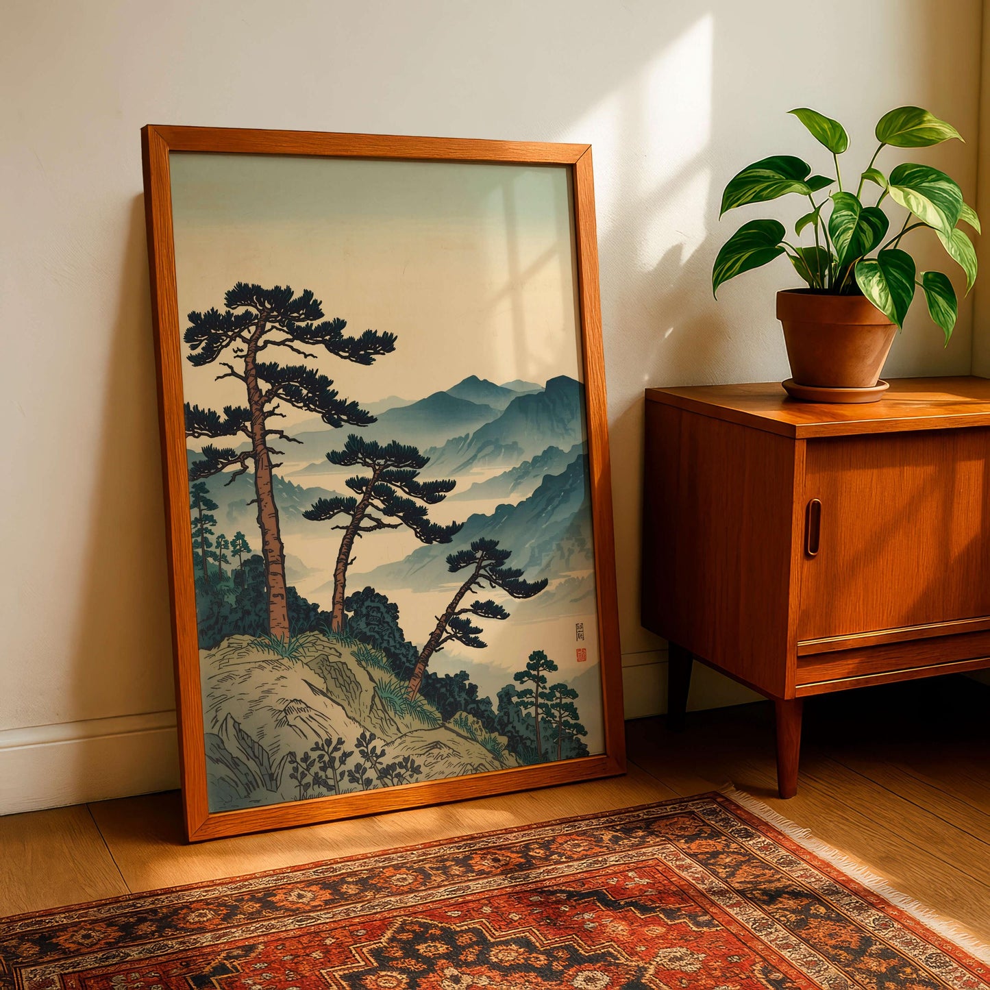 Ukiyo, E Japanese Landscape Poster, Mountain Pine Tree Art Print