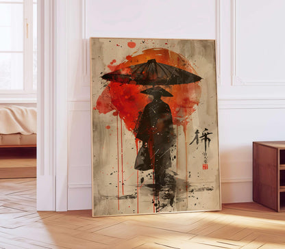 Samurai Poster, Japanese Warrior Wall Art, Modern Asian Decor