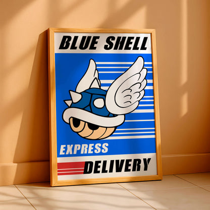 Mario Blue Shell Poster, Gaming Wall Art, Funny Gamer Print, Teen & Kids Bedroom