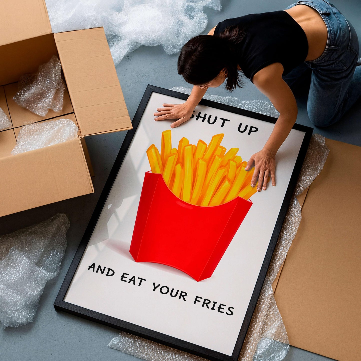 Funny Fries Poster, Kitchen Humor Art Print, Wall Art Prints