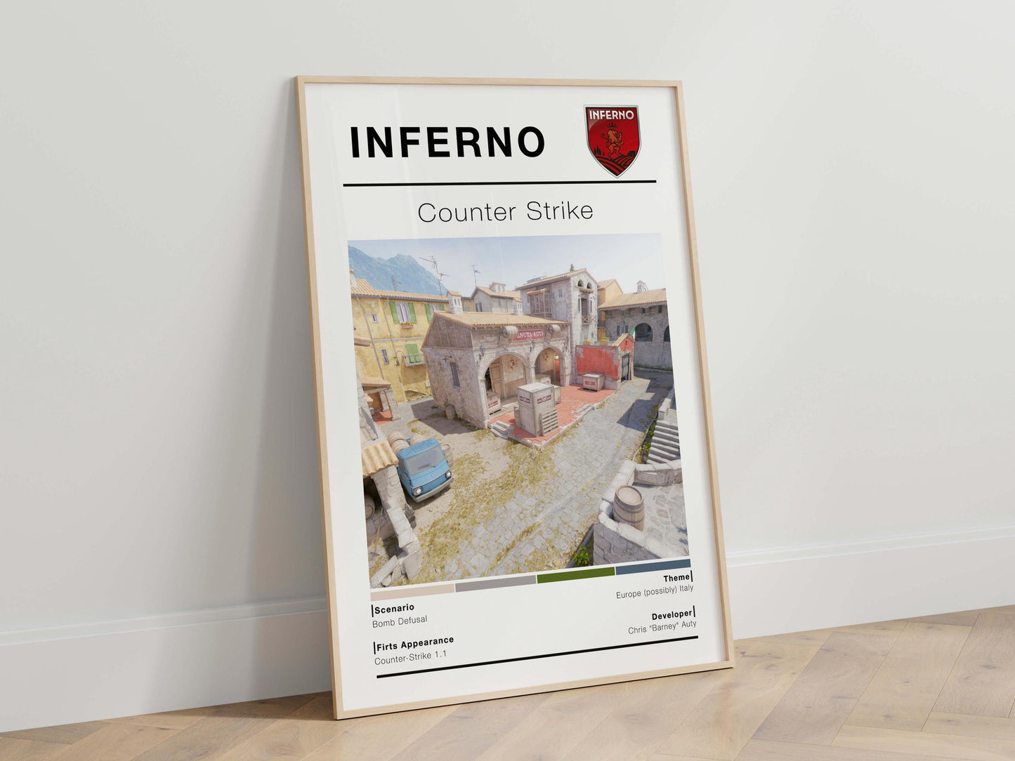 Poster Map Inferno Csgo, Gaming Room Wall Decor, Wall art Gamer