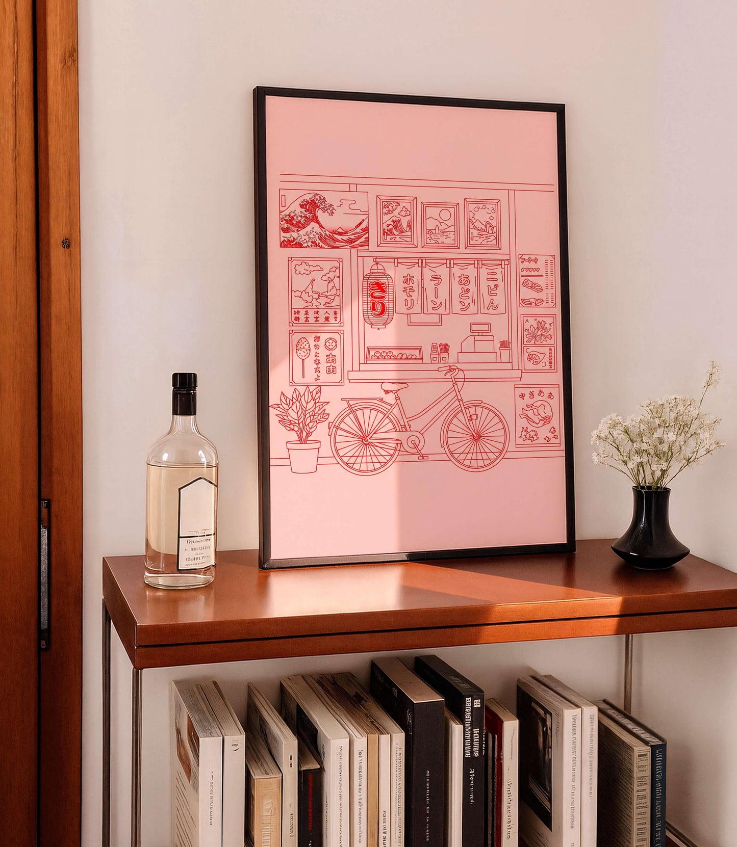 Japanese Ramen Shop Poster, Minimal Line Art, Asian Decor