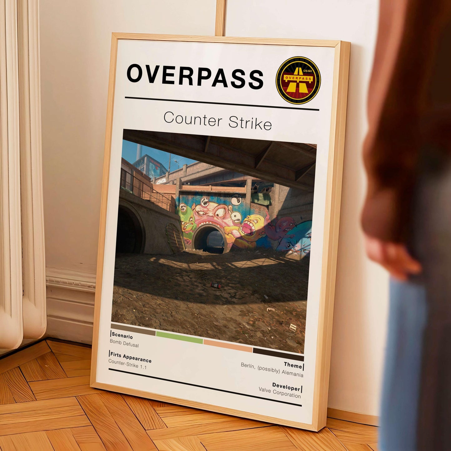 Poster Csgo Map Overpass, Minimalist Vertical, Gaming Room Decor,
