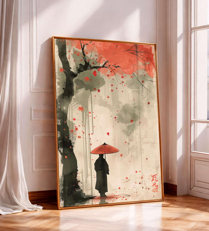 Samurai Poster, Japanese Warrior Wall Art, Modern Asian Decor