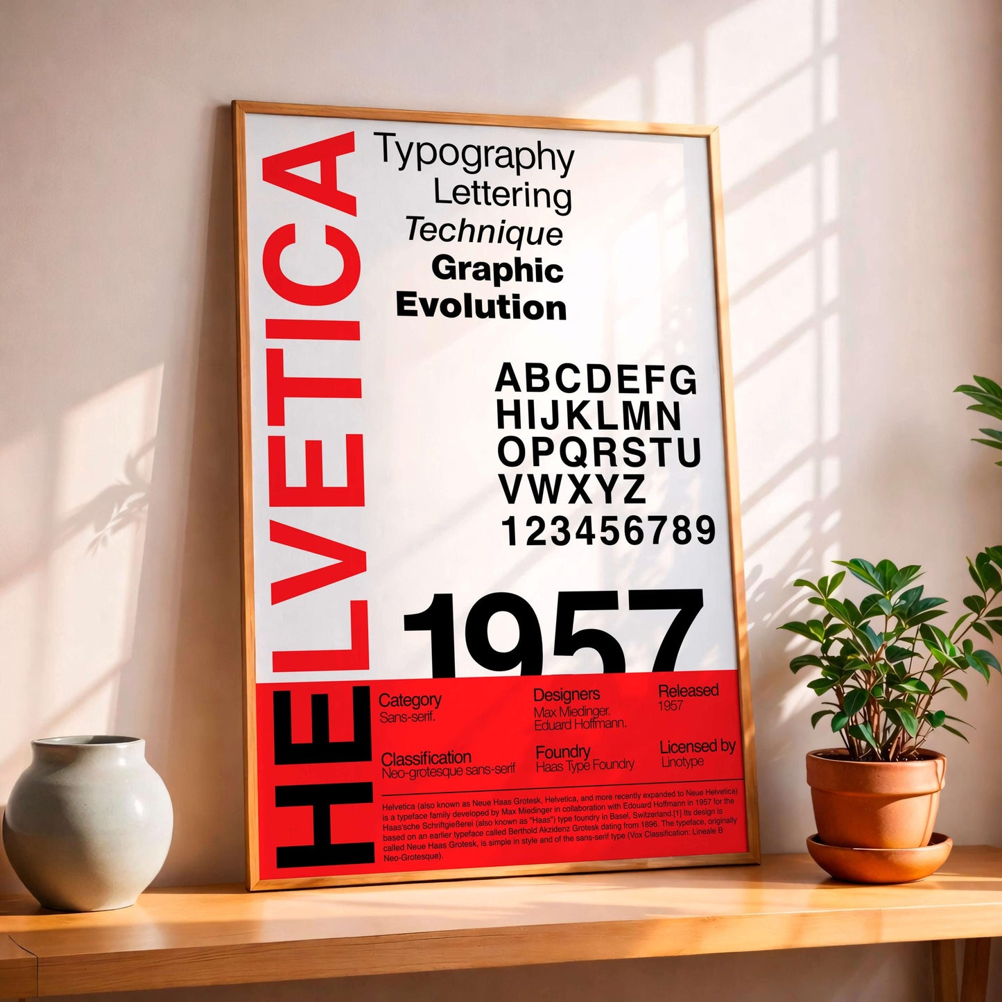 Helvetica Typography Poster, Modernist Graphic Design Print, Swiss Style Alphabet Layout