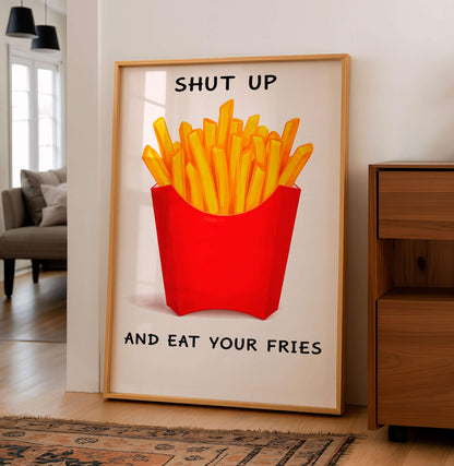 Funny Fries Poster, Kitchen Humor Art Print, Wall Art Prints