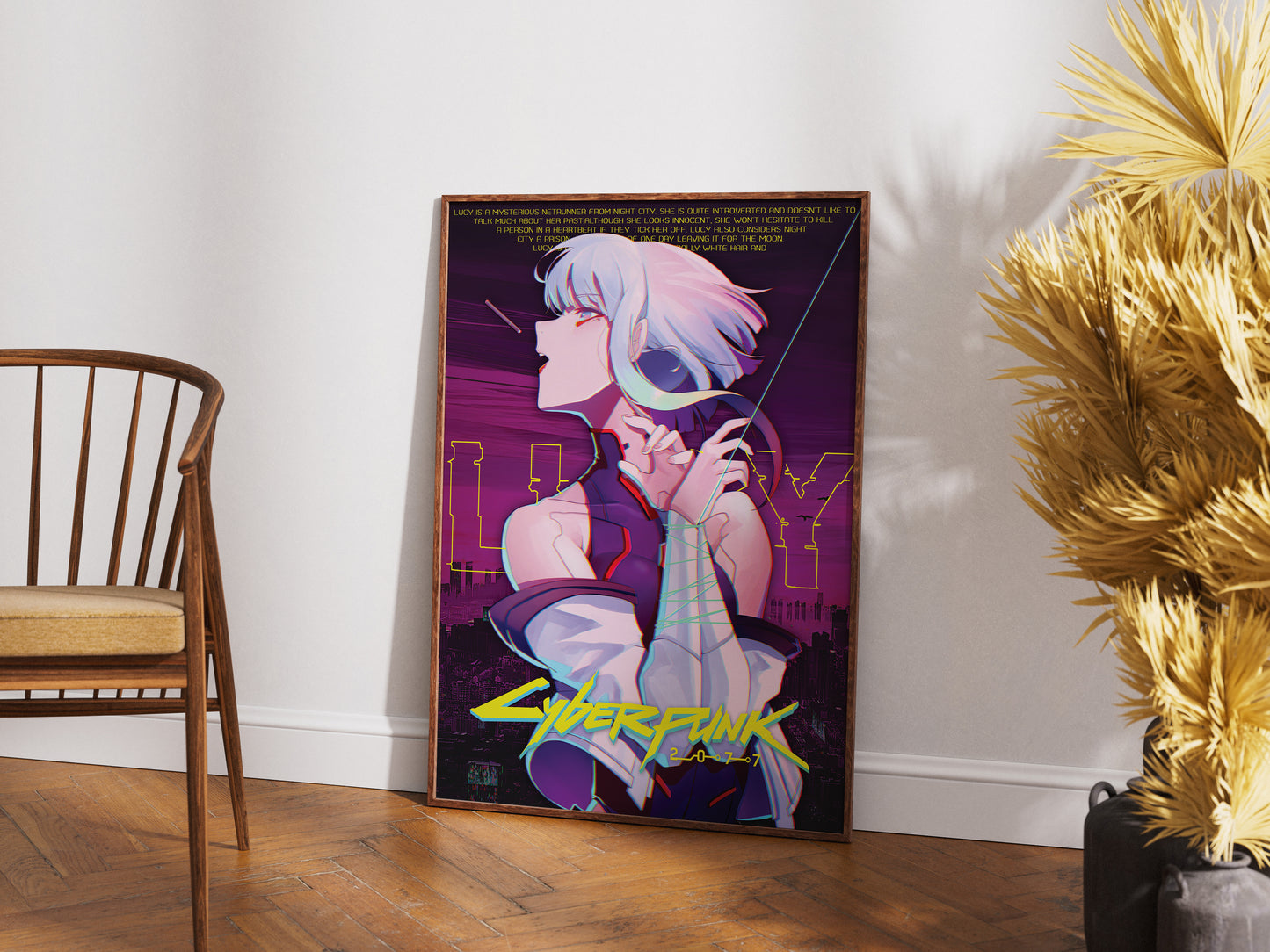 Cyberpunk Anime Girl Poster, Futuristic City Night Wall Art, Neon Sci Fi Print
