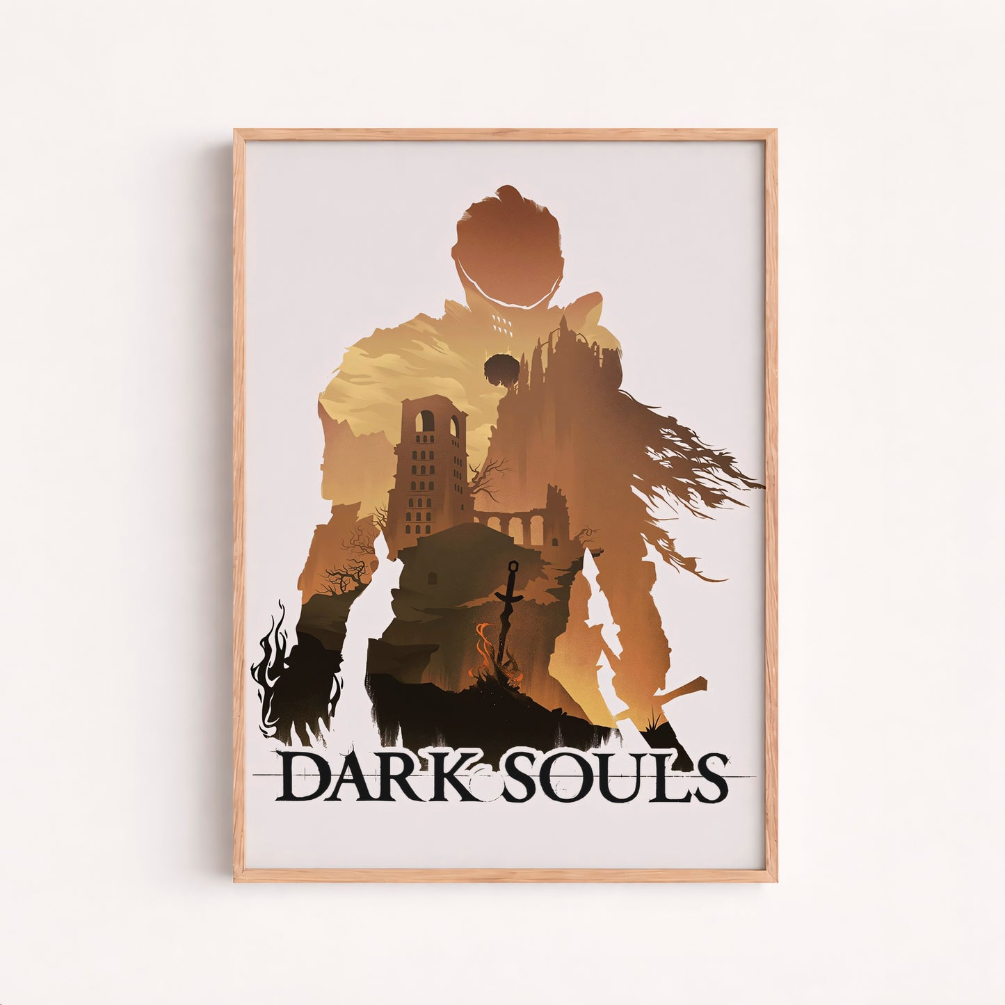 Dark Fantasy Silhouette Poster, Medieval Castle Wall Art, Minimal Aesthetic Print