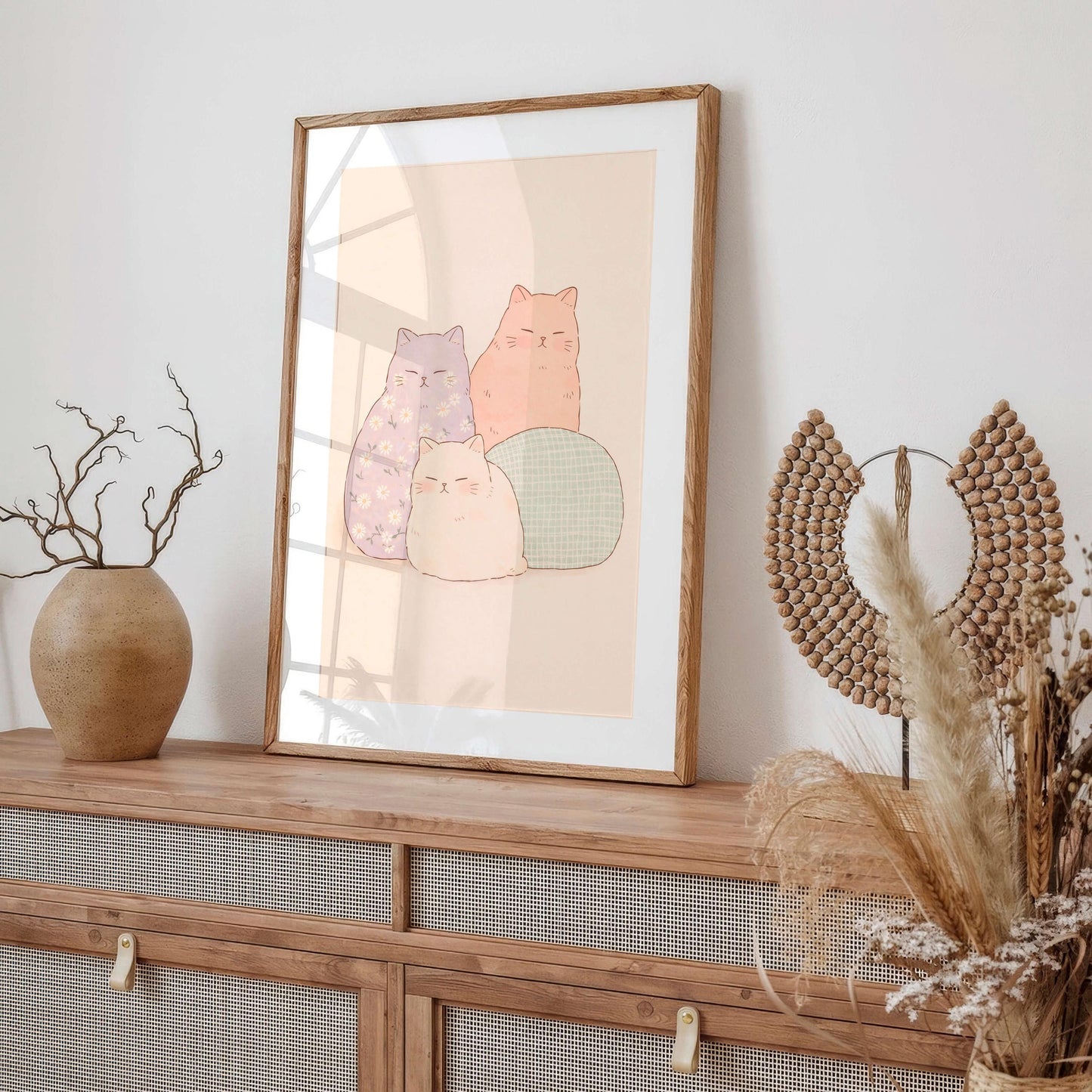 Cat Poster Cute, Minimal Animal, Modern Home Decor