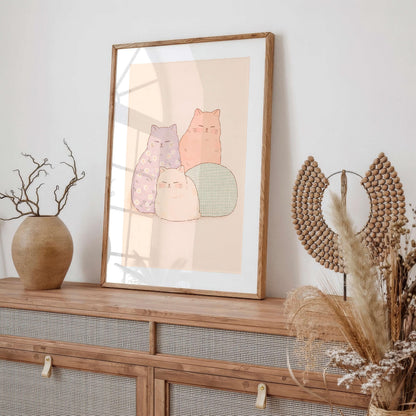 Cat Poster Cute, Minimal Animal, Modern Home Decor