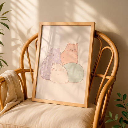 Cat Poster Cute, Minimal Animal, Modern Home Decor