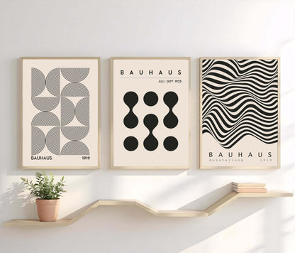 Bauhaus Wall Art Set 3 Retro Abstract Exhibition Posters