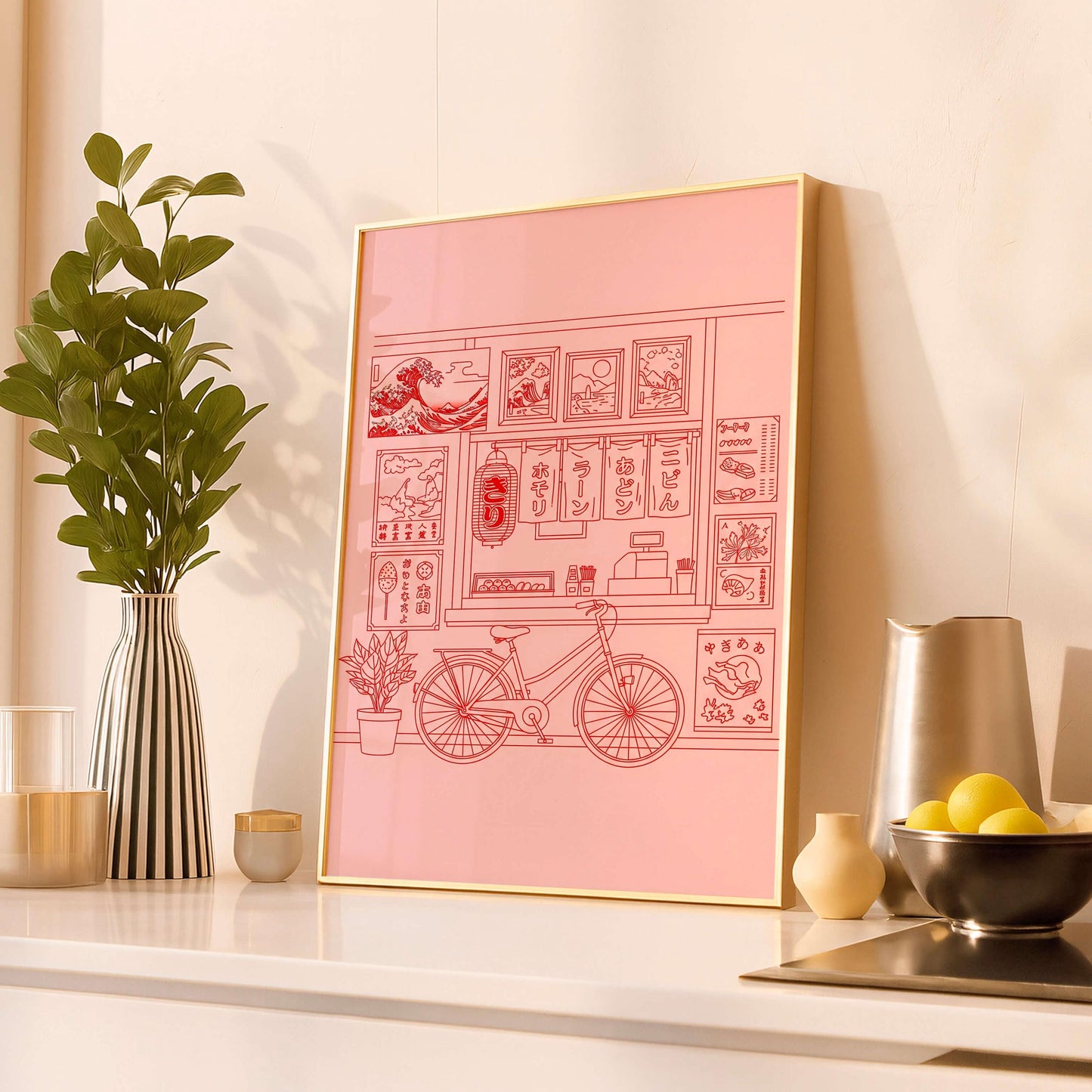 Japanese Ramen Shop Poster, Minimal Line Art, Asian Decor
