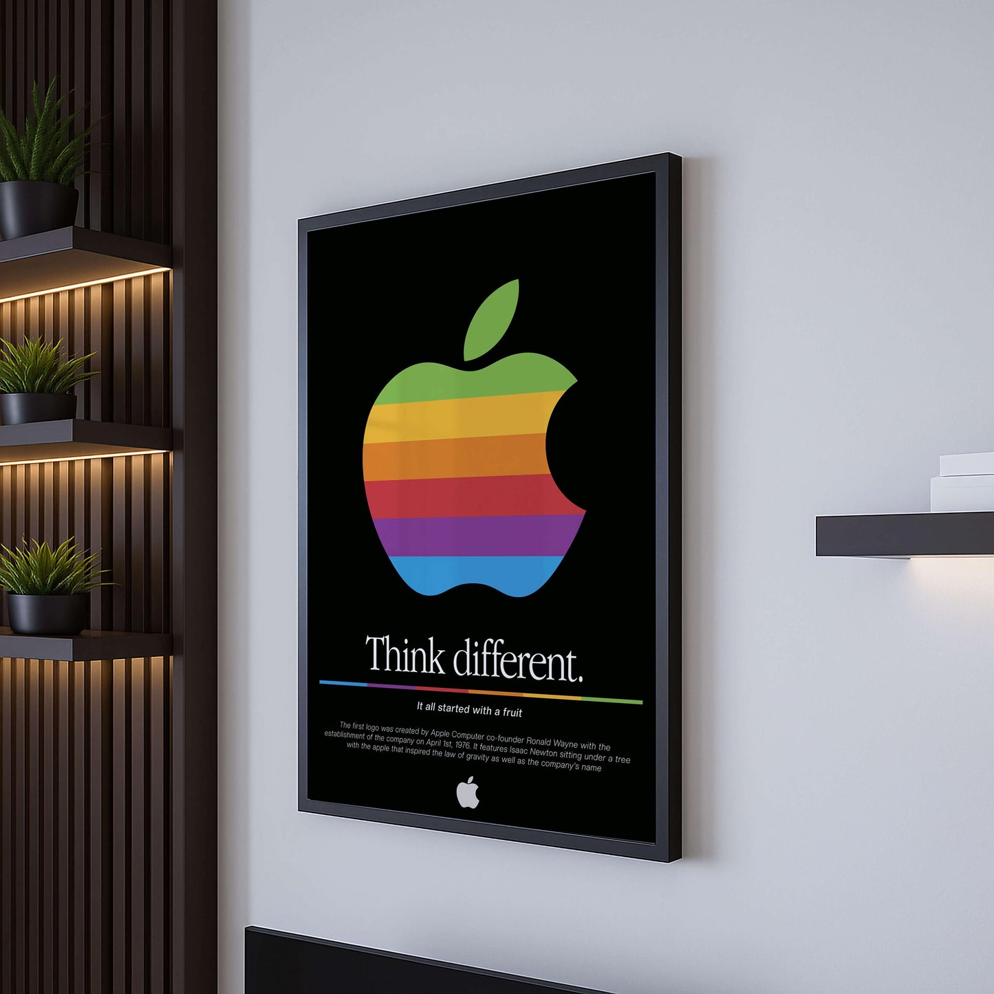 Epic Poster Logo Apple 1976 Black, Wall Decor, Logo Printable Art For Lovers & Office