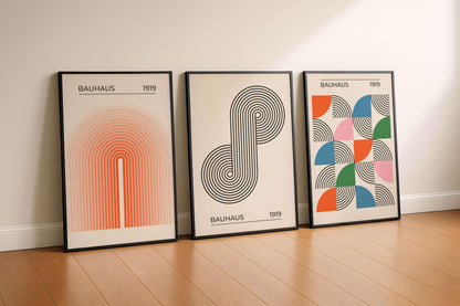 Bauhaus Wall Art Set: Retro Abstract Exhibition Posters