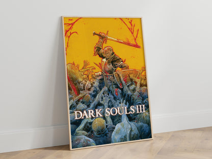 Dark Fantasy Battle Poster, Medieval Warrior Wall Art, Action Scene Print