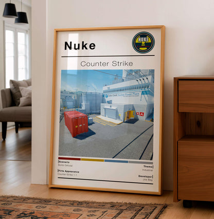 Poster Csgo Nuke Map, Minimalist Fps Game Wall Art, Gaming Room Decor