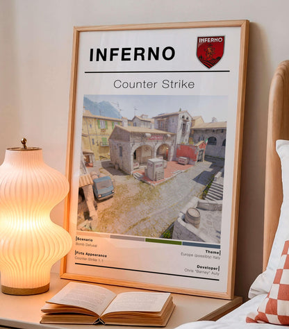 Poster Map Inferno Csgo, Gaming Room Wall Decor, Wall art Gamer