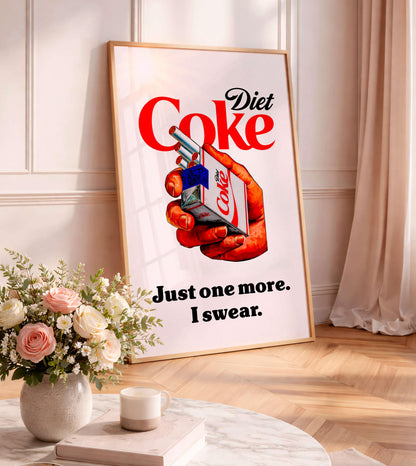 Diet Coke Poster, Minimalist Drink Print, Funny Diet Soda Lover Gift