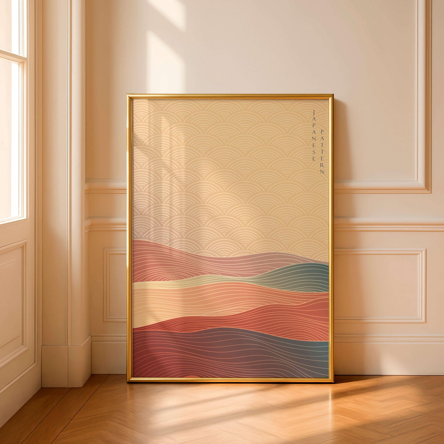 Japanese Abstract Landscape Print, Zen Pattern, Neutral Modern Wall