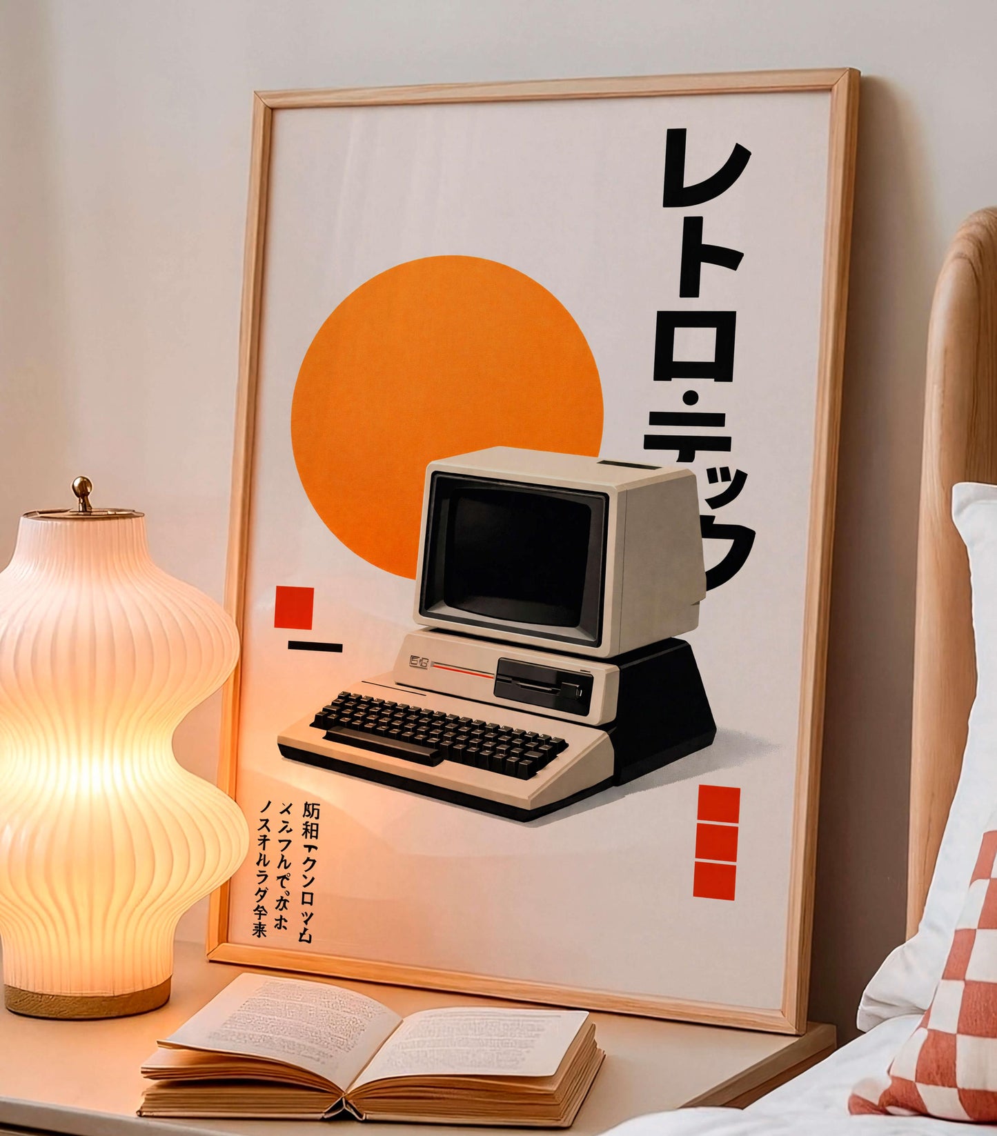 Retro Computer Wall Art, Vintage Technology Poster Print, Japanese Minimalist