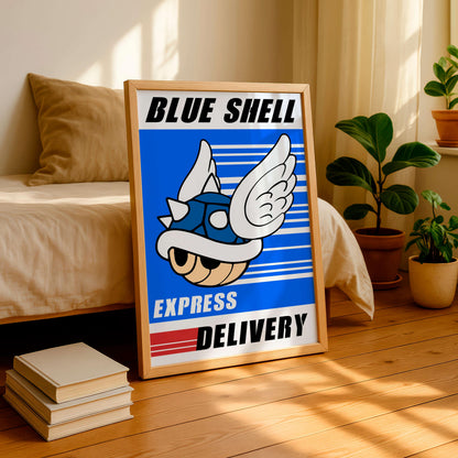 Mario Blue Shell Poster, Gaming Wall Art, Funny Gamer Print, Teen & Kids Bedroom