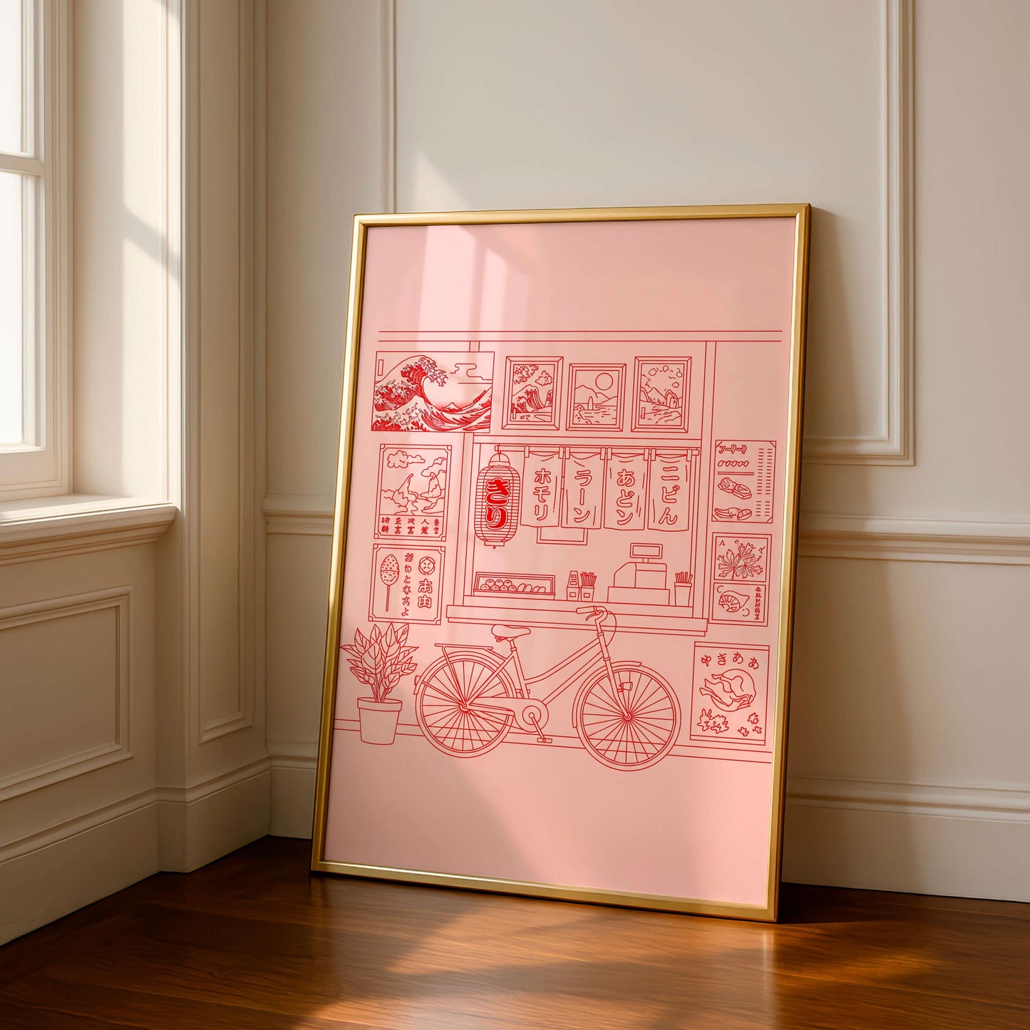 Japanese Ramen Shop Poster, Minimal Line Art, Asian Decor