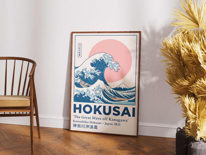Wave Kanagawa Japanese Art Print, Ukiyoe Ocean Sunrise, Poster