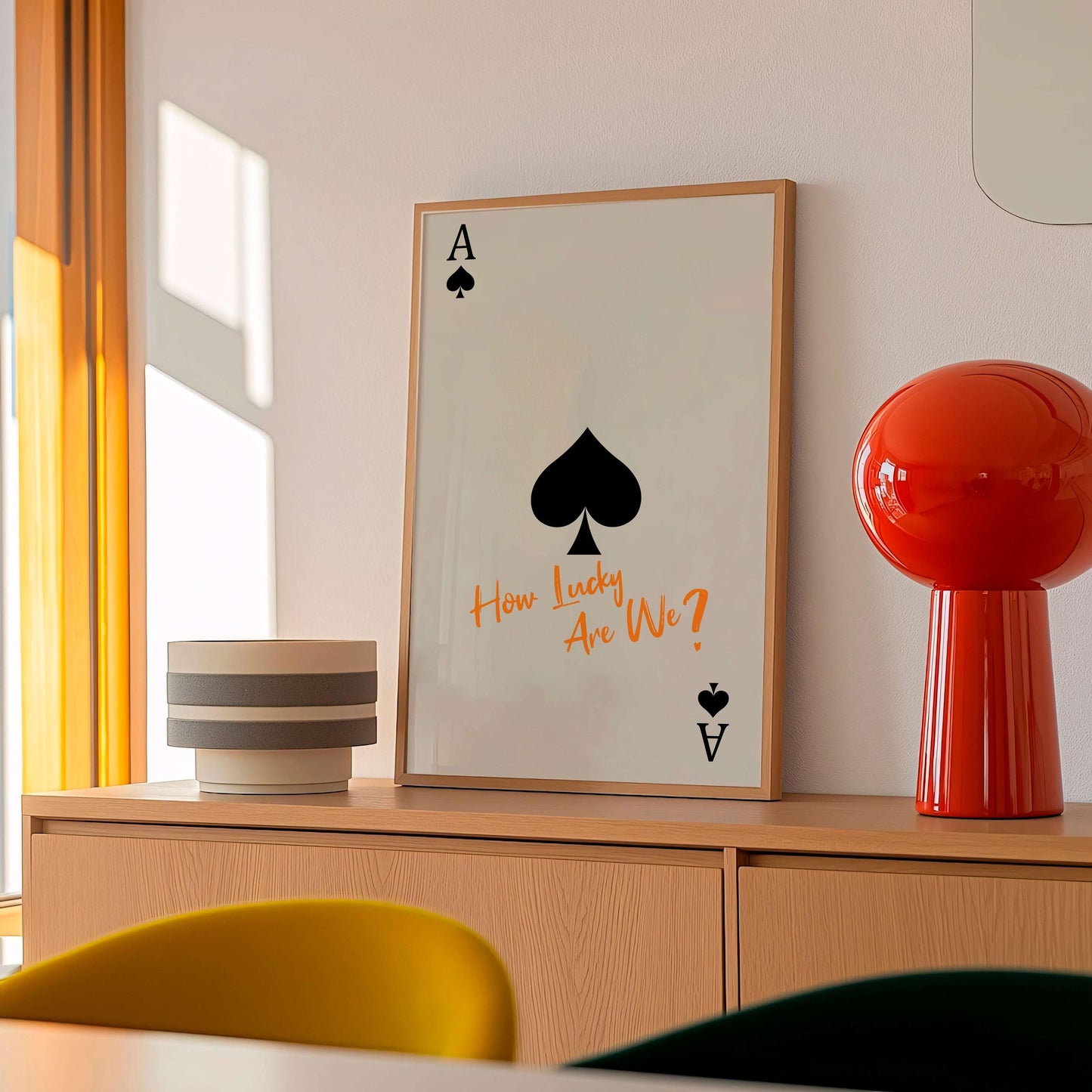 Ace Of Spades How Lucky Are We, Quote Wall Art, Modern Typography Poster