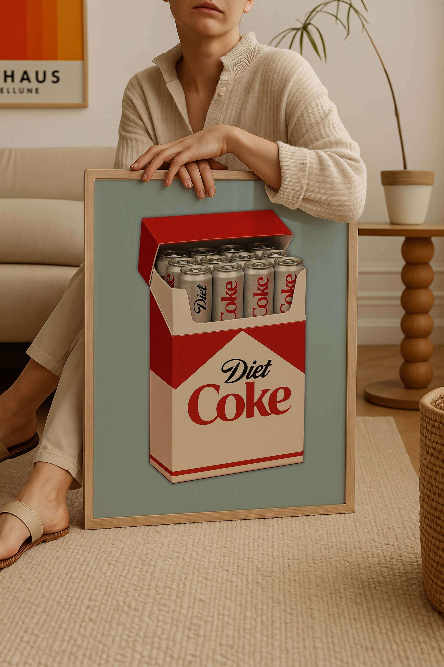 Diet Coke Poster, Retro Kitchen Wall Art, Minimalist Drink Print