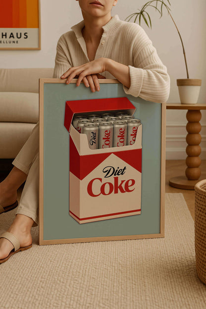 Diet Coke Poster, Retro Kitchen Wall Art, Minimalist Drink Print